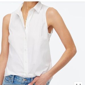 J. Crew Factory Sleeveless cotton poplin shirt in signature fit